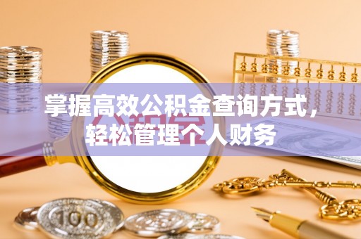 仙居掌握高效公积金查询方式，轻松管理个人财务