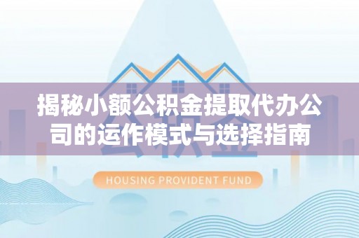 仙居揭秘小额公积金提取代办公司的运作模式与选择指南